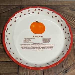 Ceramic Ruffled Edge 10" Pumpkin Pie Baking Dish New In Box